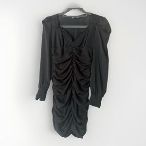 Zara Black Party Cocktail Dress Small Long Sleeve